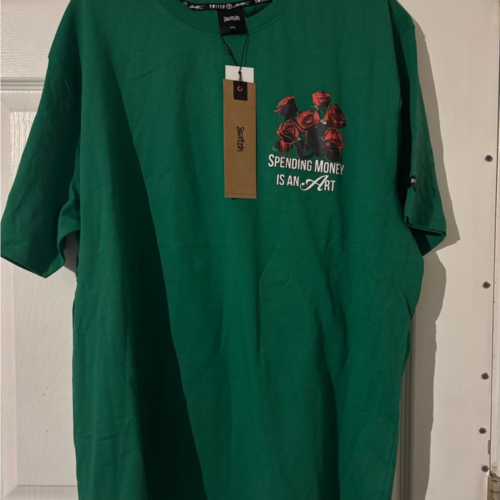 Switch Men’s Green T-Shirt Says Spending Money is A Art . Size 3X NWT